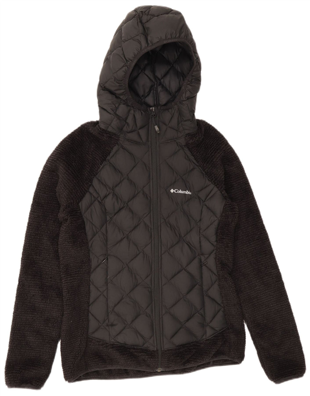 Columbia Chaqueta polar acolchada con capucha para mujer UK 10 Small Poliéster negro