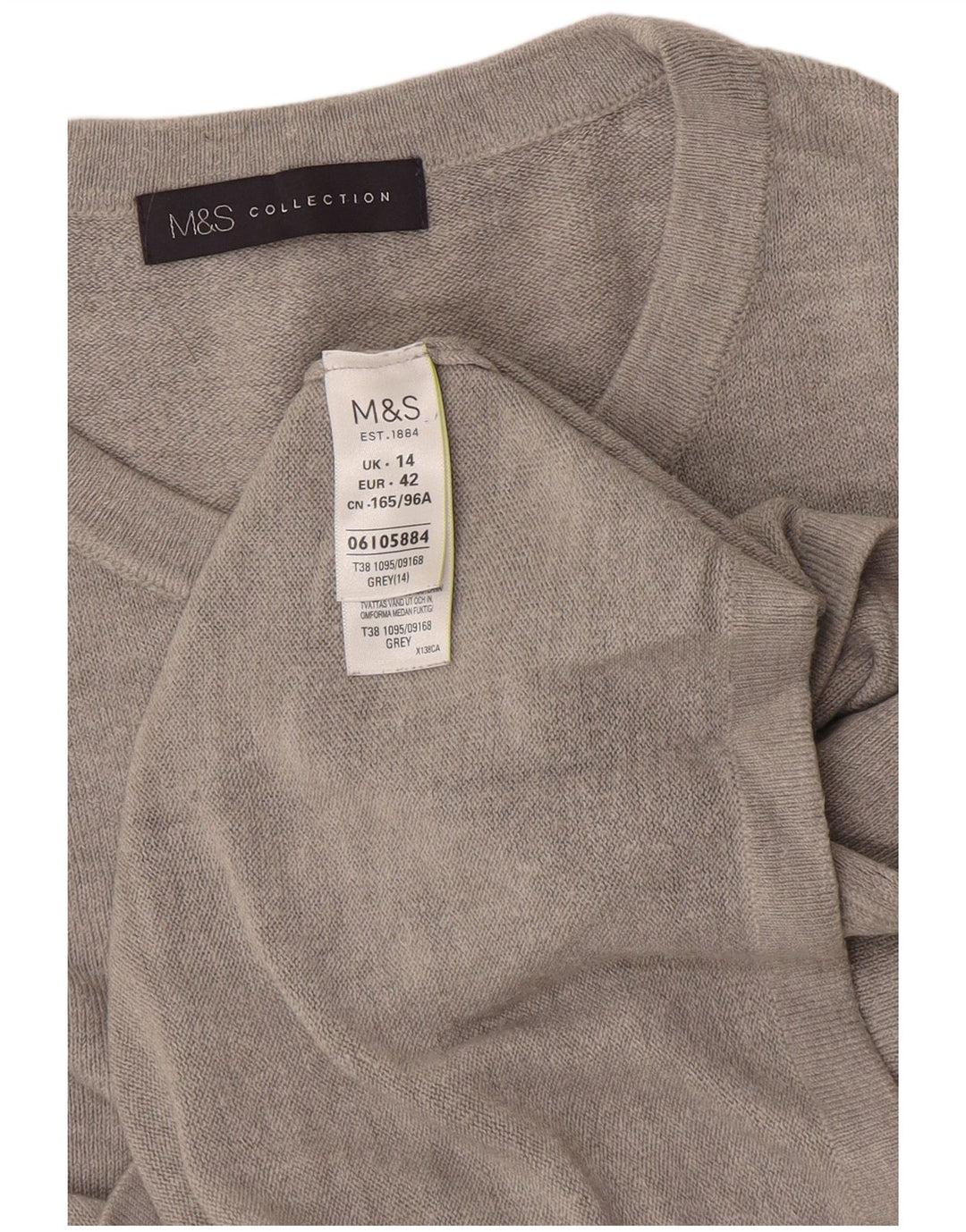 Marks & Spencer Suéter de cuello redondo para mujer UK 44 Acrílico gris medio