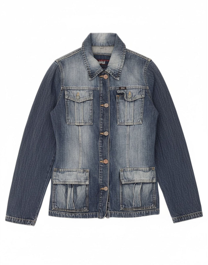 RIFLE Womens Heritage Denim Jacket UK 10 Small Blue Cotton