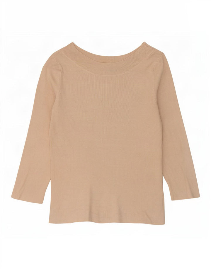 Oasis Mujer Crop Top Manga 3/4 UK 42 Viscosa Beige Medio