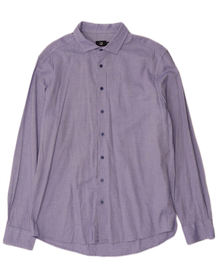 Dack's Camisa ajustada para hombre XL Algodón con lunares azules