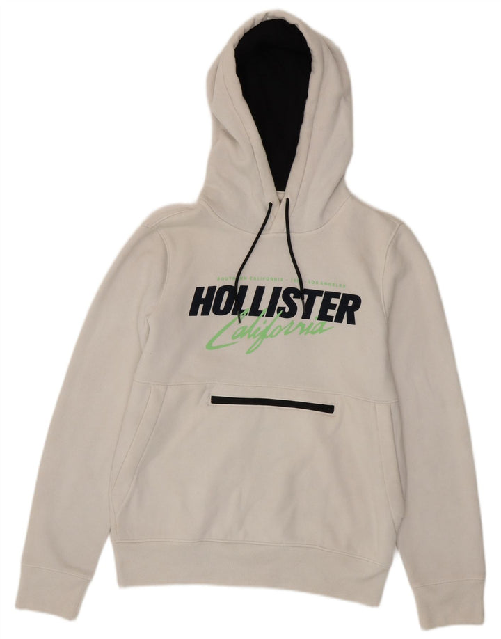 HOLLISTER Jersey con capucha gráfica para hombre pequeño algodón blanco