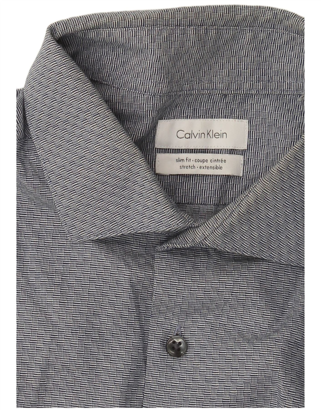Calvin Klein Camisa Slim Fit para Hombre Grande Azul Marino Geométrico