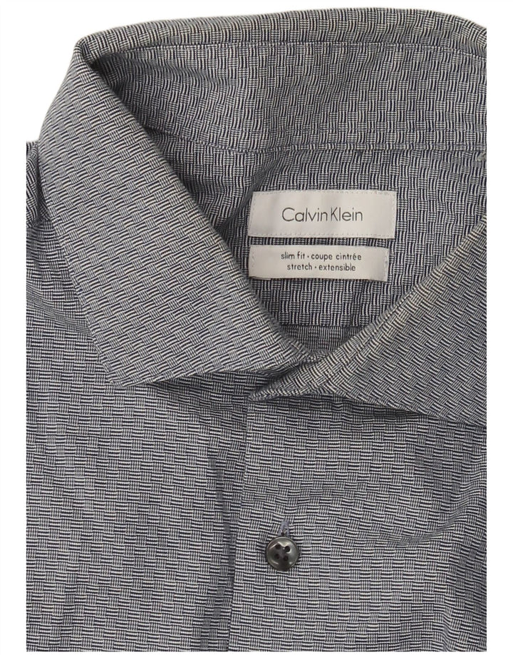 Calvin Klein Camisa Slim Fit para Hombre Grande Azul Marino Geométrico