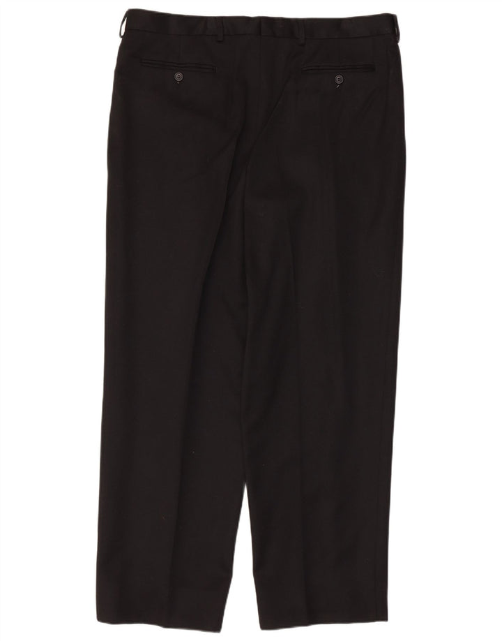 Daniel Hechter Pantalón de traje con pinzas para hombre IT 56 3XL W38 L28 Lana negra