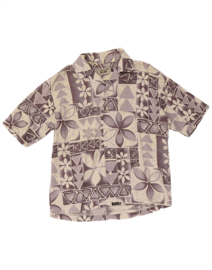 Camisa de manga corta Unlimited para hombre, color morado medio, floral