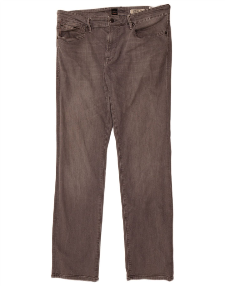 Hugo Boss Vaqueros rectos de corte regular para hombre W36 L34 Algodón gris
