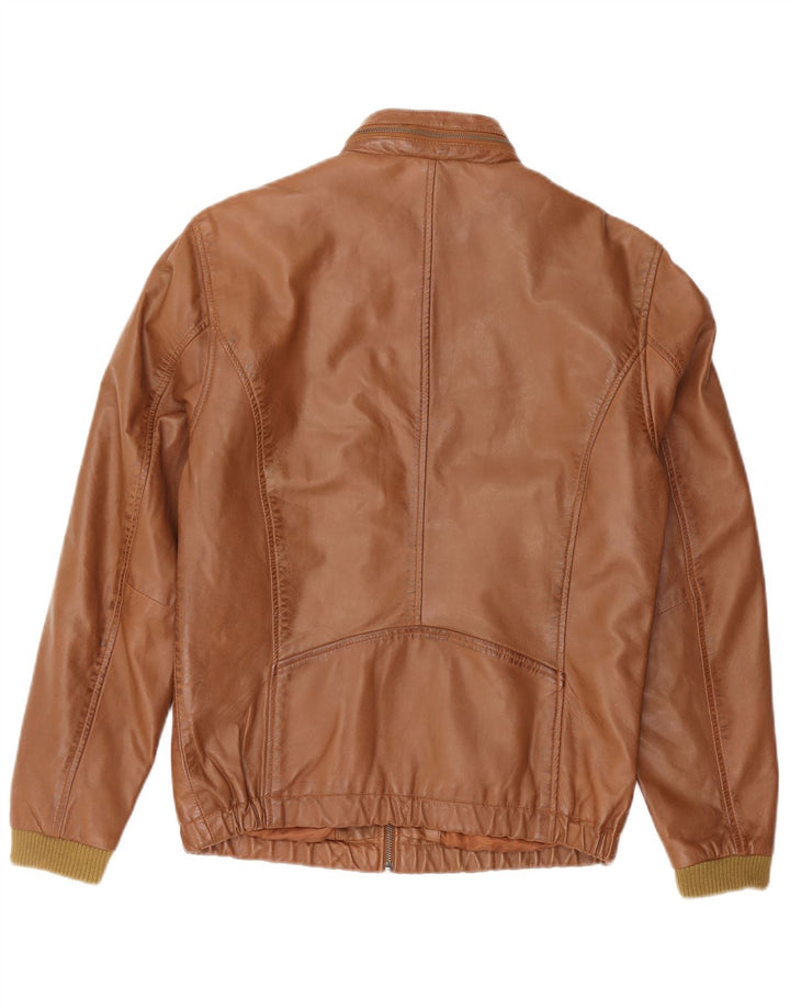 AIM Chaqueta Bomber de Cuero para Hombre EU 50 Grande Cuero Marrón