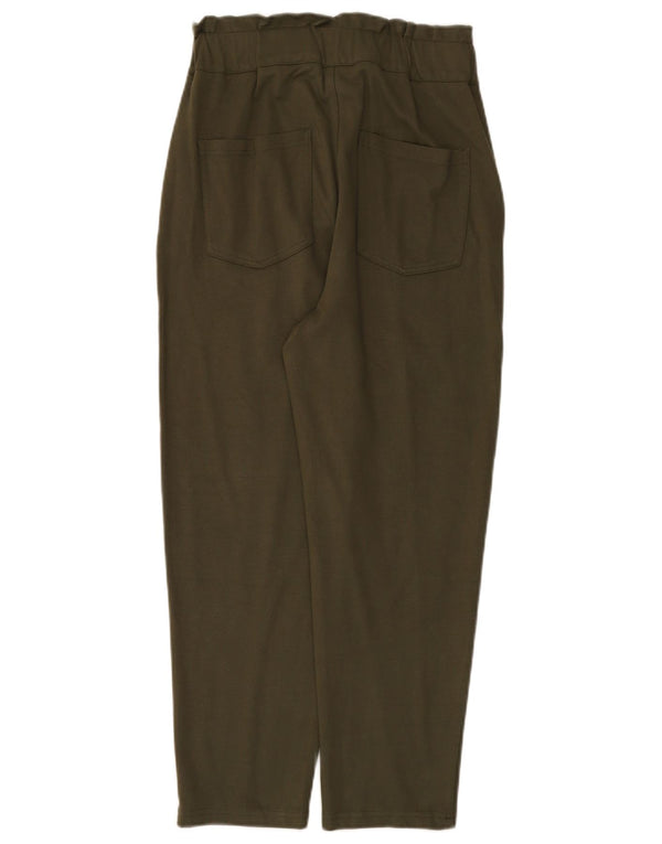 Zara Mujer Pantalones Cortos Cónicos De Cintura Alta Mediano W28 L25 Caqui