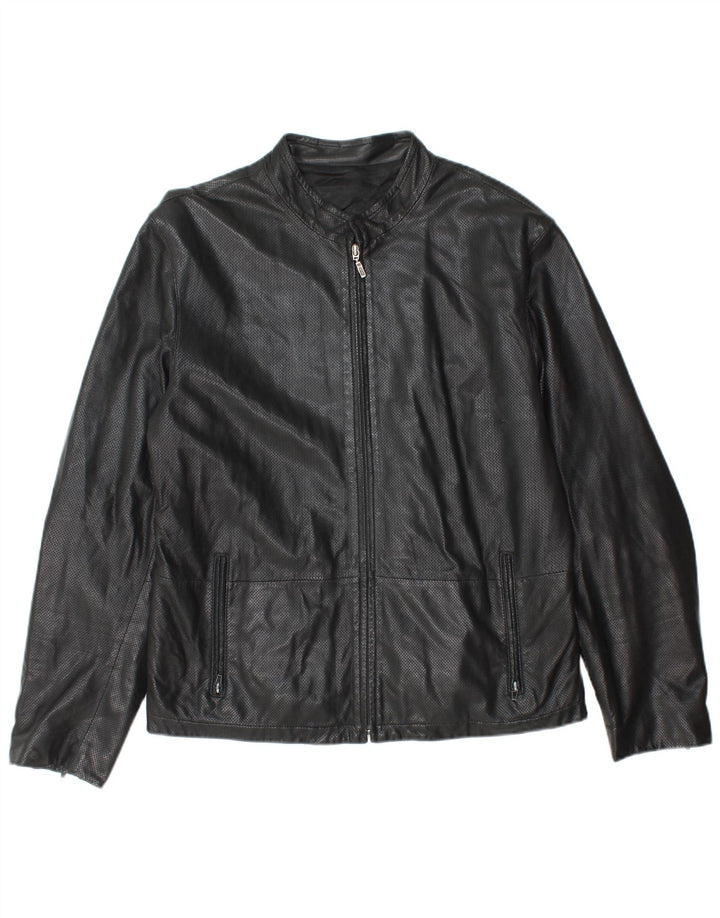 Chaqueta de cuero vintage para hombre IT 52 XL cuero negro