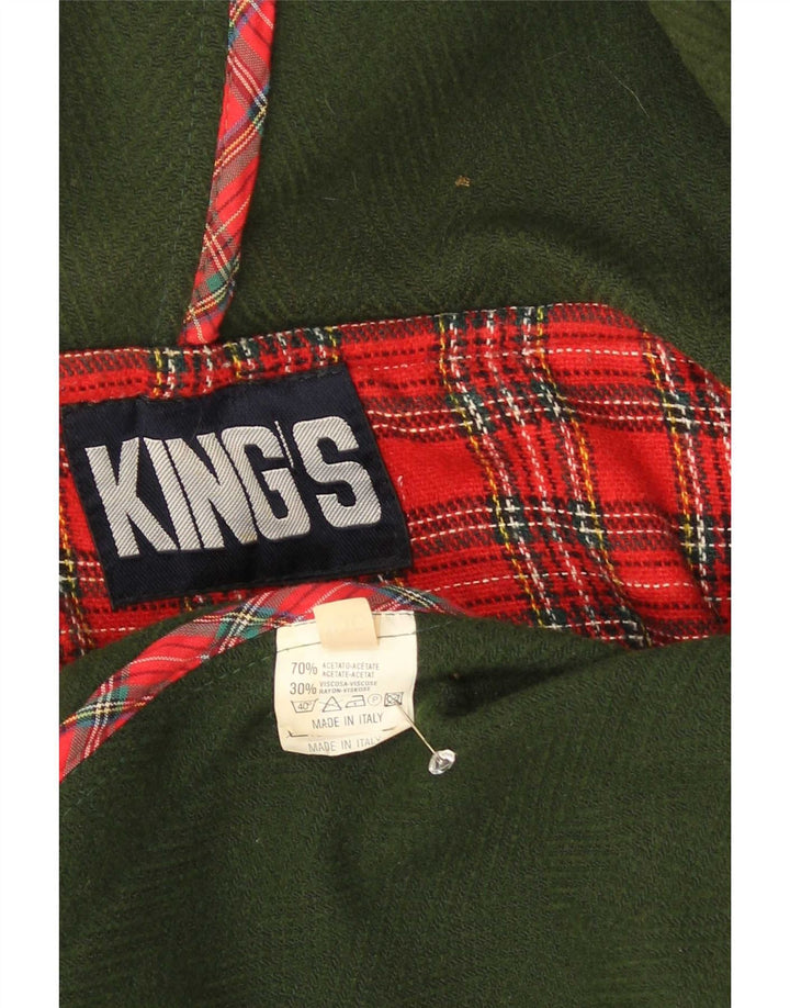 Vintage hombres con capucha Duffle abrigo Reino Unido 38 acetato verde medio