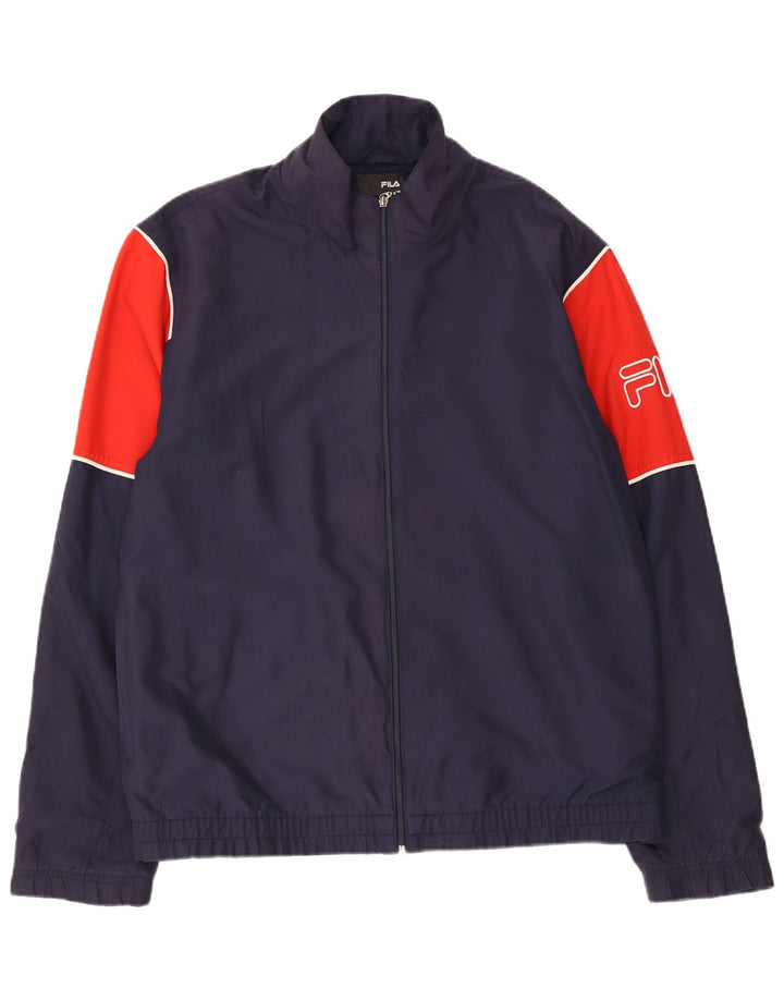 FILA Chaqueta de chándal con gráfico para hombre, talla grande, color azul marino