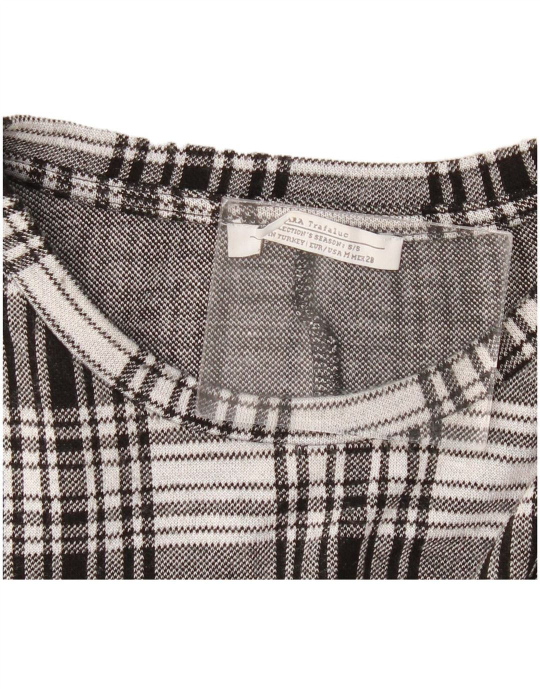 ZARA Mujer Trafaluc Túnica Top UK 10 Small Grey Check