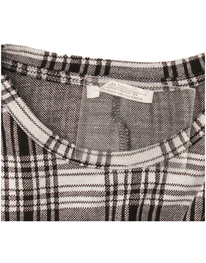 ZARA Mujer Trafaluc Túnica Top UK 10 Small Grey Check