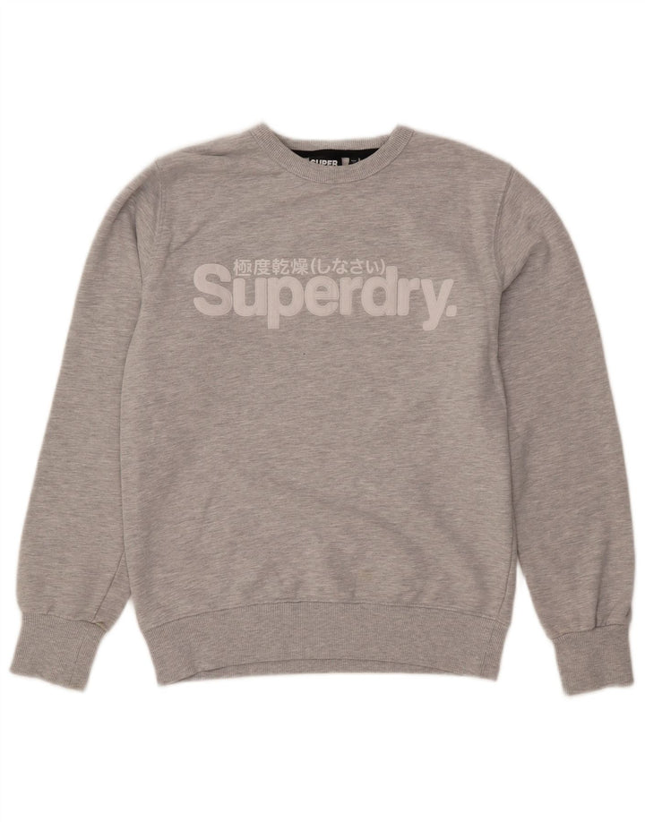 Superdry Hombre Sudadera Gráfica Jersey De Algodón Moteado Gris Medio