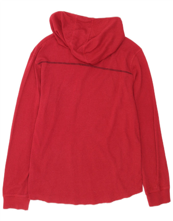 Volcom Jersey con capucha y cuello con botones para hombre, talla grande, algodón rojo