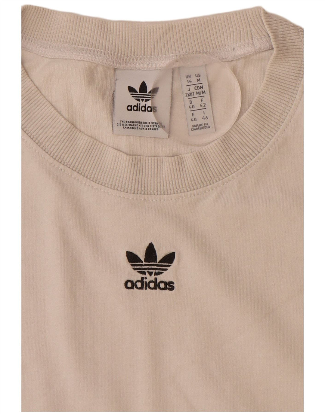 ADIDAS Camiseta gráfica para mujer Top UK 44 Grande Blanco