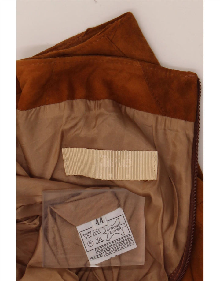 VINTAGE Falda de ante para mujer IT 44 Medio W30 Cuero marrón