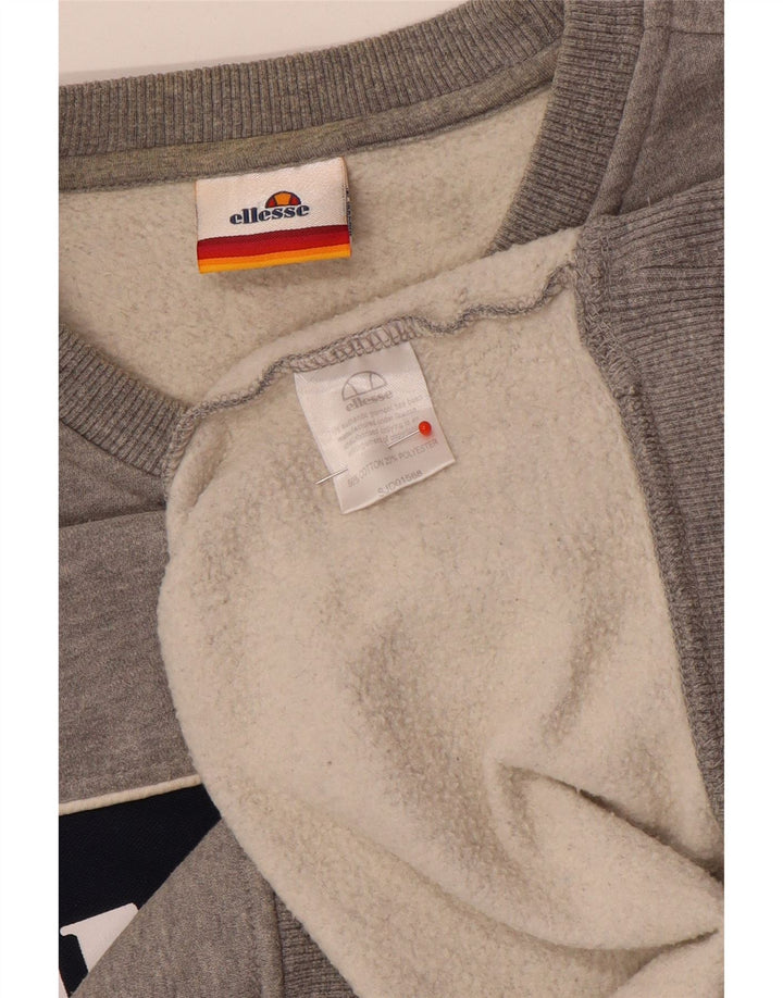 Ellesse Hombre Sudadera Gráfica Jumper Small Gris Colorblock Algodón