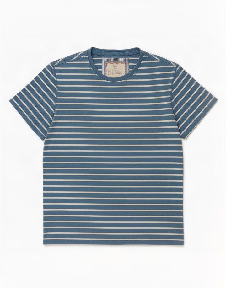 Camiseta para hombre Fat Face Top de algodón a rayas azul medio