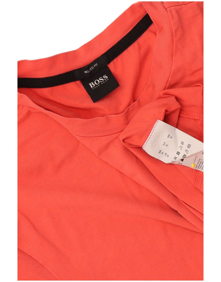 Hugo Boss Hombre Camiseta Relaxed Fit Top Algodón Naranja Medio