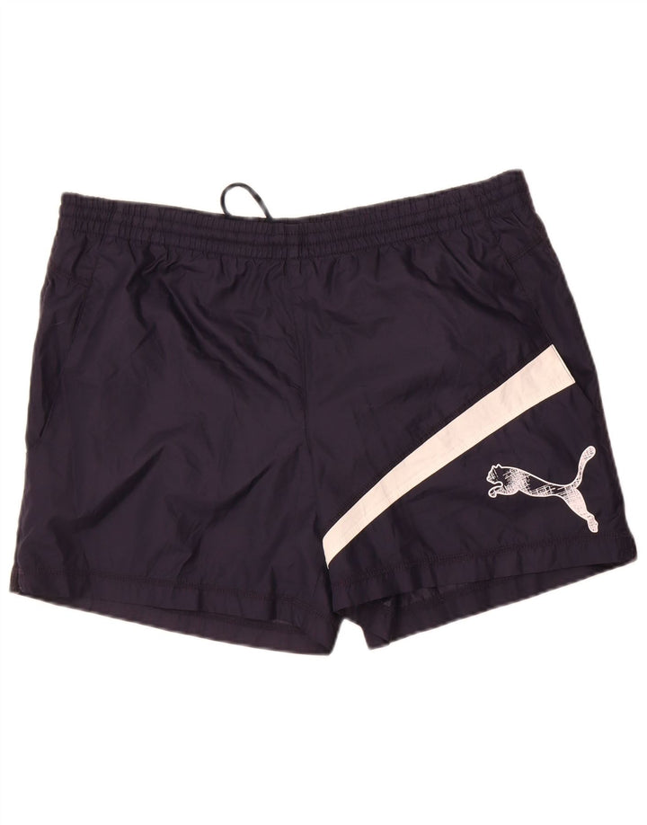 Puma Bañador con gráfico para hombre, talla grande, poliéster color block en azul marino
