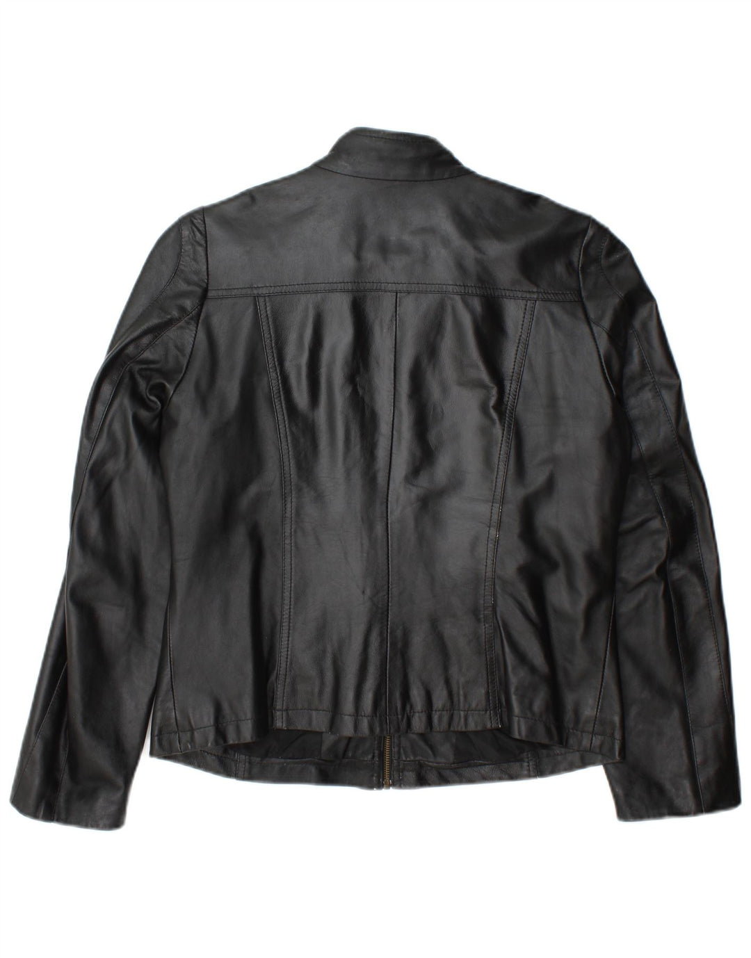 Chaqueta de cuero vintage para mujer IT 46 cuero negro grande