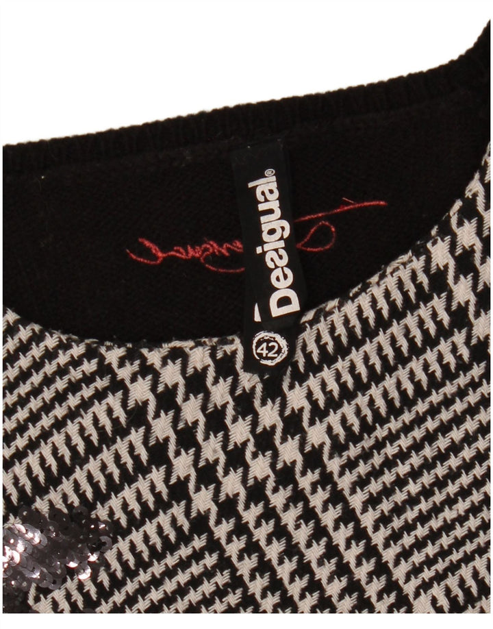 DESIGUAL Vestido tipo jersey con estampado gráfico para mujer EU 42 Large Black Houndstooth