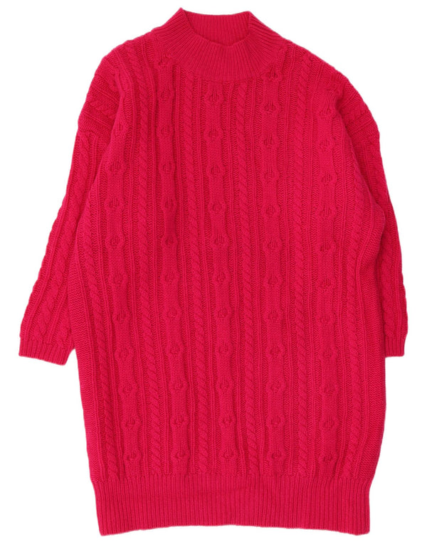 Benetton Vestido Jersey Mujer ES 40 XL Lana Rosa