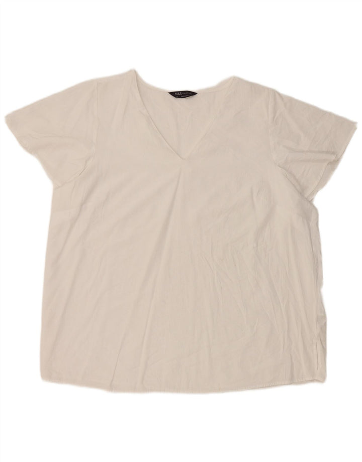 Marks & Spencer Blusa para Mujer Top UK 20 2XL Viscosa Blanca