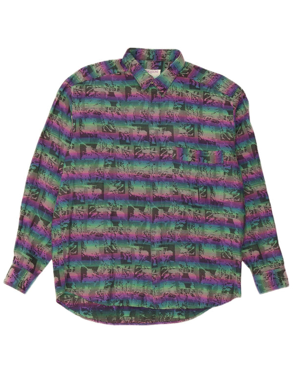 EMOZIONI Camisa con estampado abstracto para hombre, talla grande, algodón multicolor