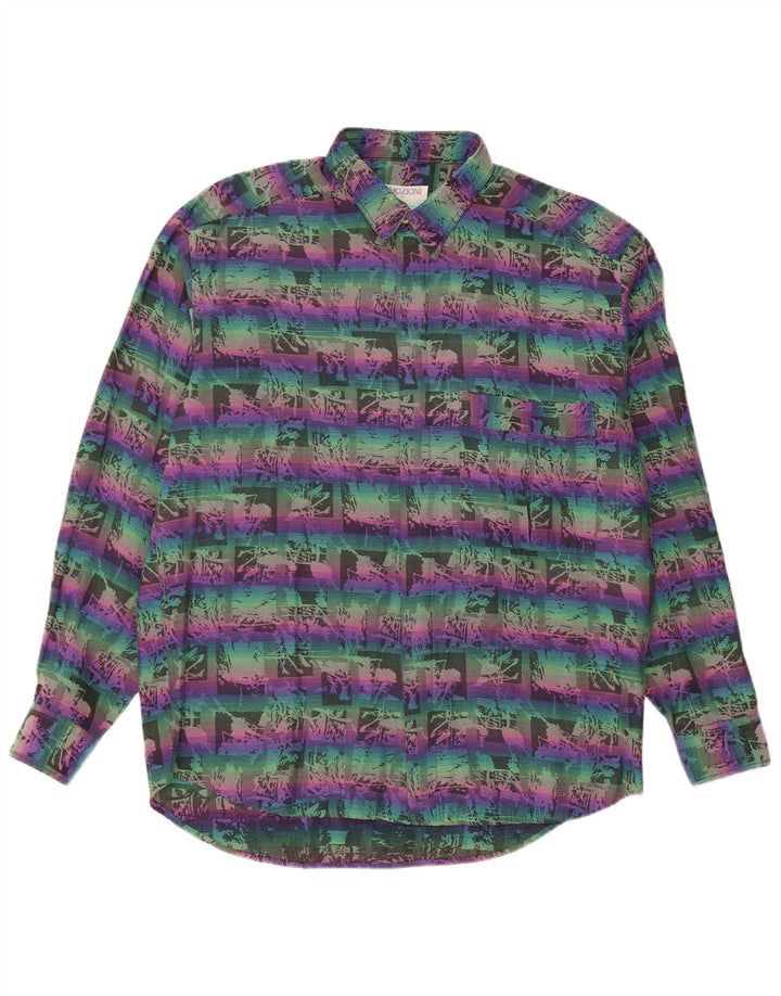 EMOZIONI Camisa con estampado abstracto para hombre, talla grande, algodón multicolor