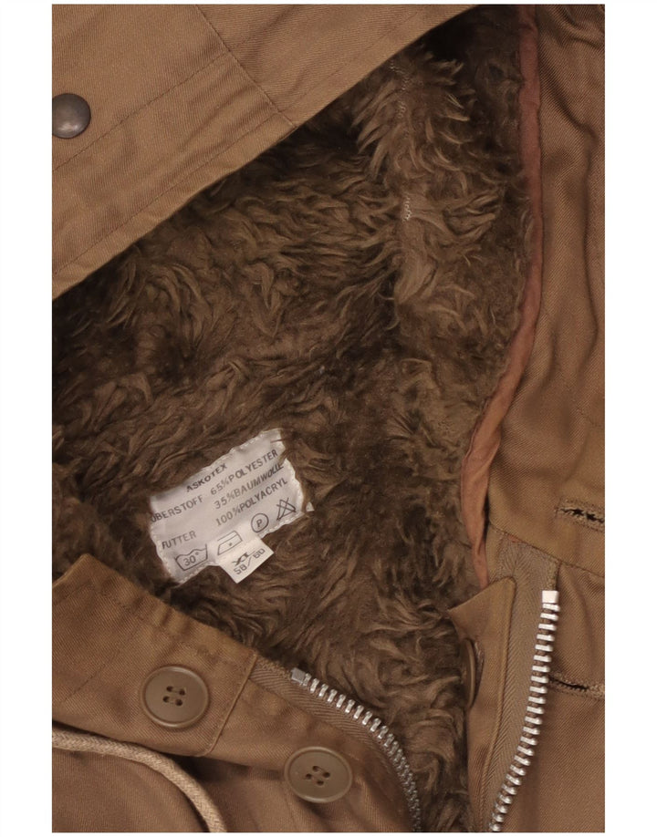 VINTAGE Chaqueta Parka Sherpa con capucha para hombre Reino Unido 42 XL Algodón marrón