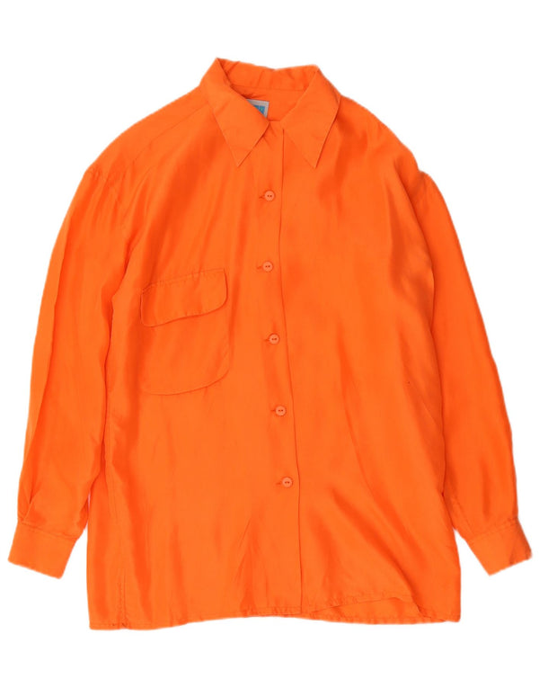 Witty Girl Camisa larga de corte relajado para mujer UK 40 Small Seda naranja