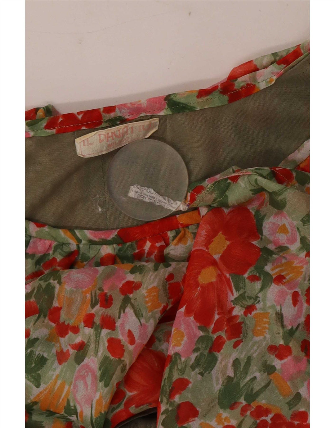 Vintage mujer A-Line vestido Reino Unido 12 medio multicolor floral poliamida