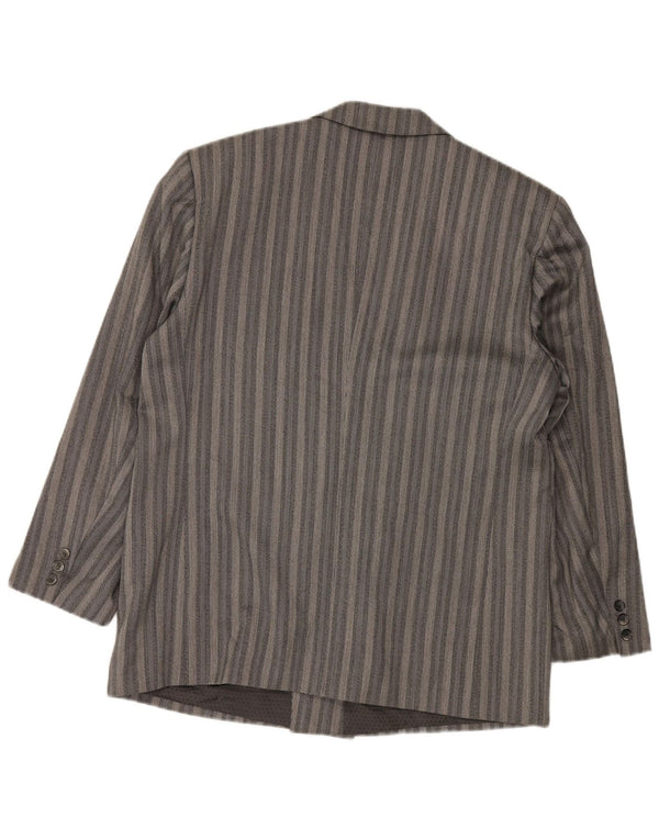 Licona Chaqueta tipo blazer con doble botonadura para hombre UK 40 Trevira a rayas grises grandes