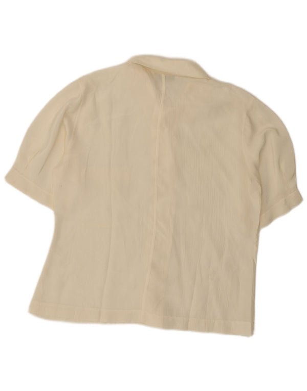 Vintage mujer camisa de manga corta blusa Reino Unido 16 grande de blanco