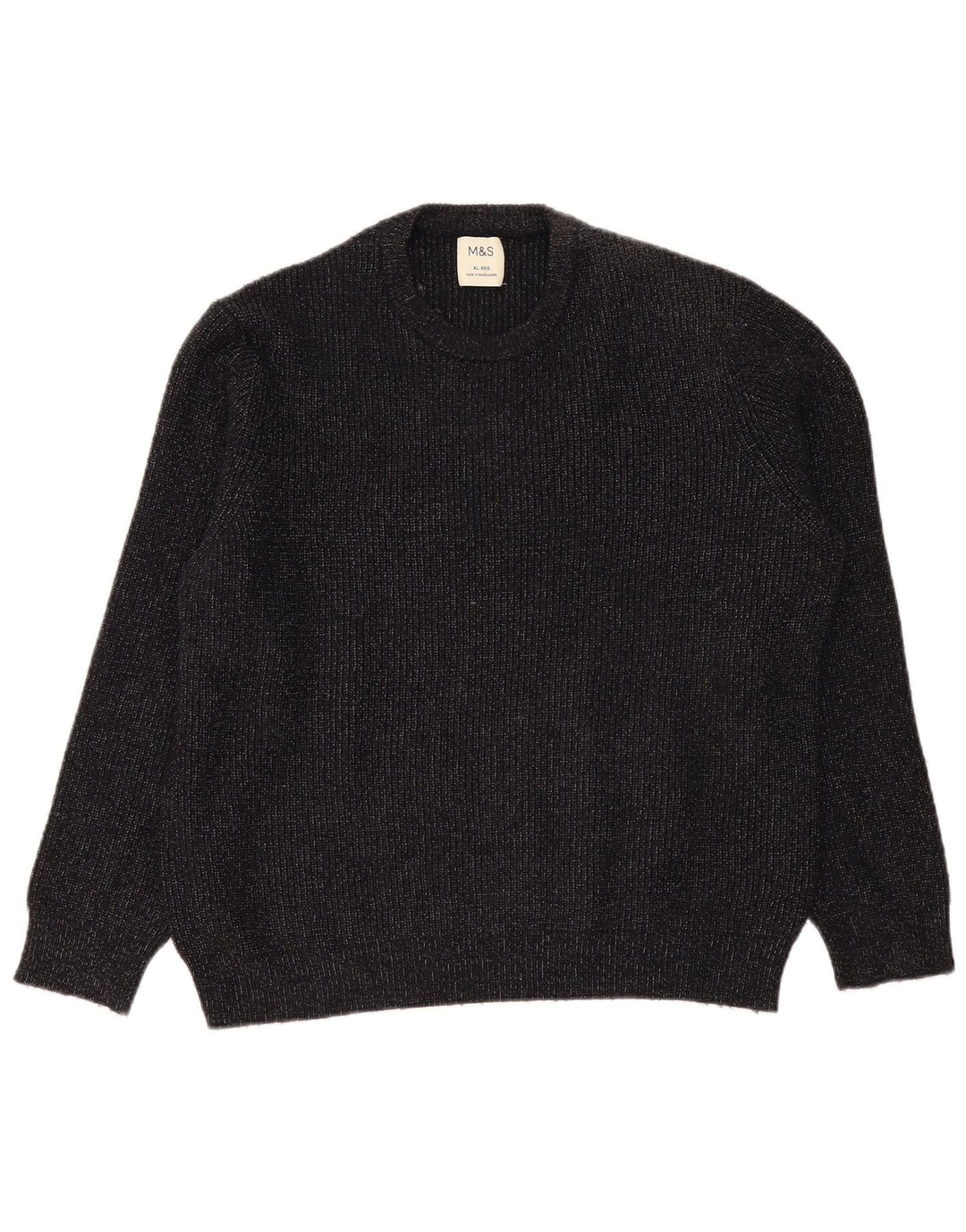 Marks & Spencer Jersey de Cuello Redondo para Hombre XL Azul Marino Moteado