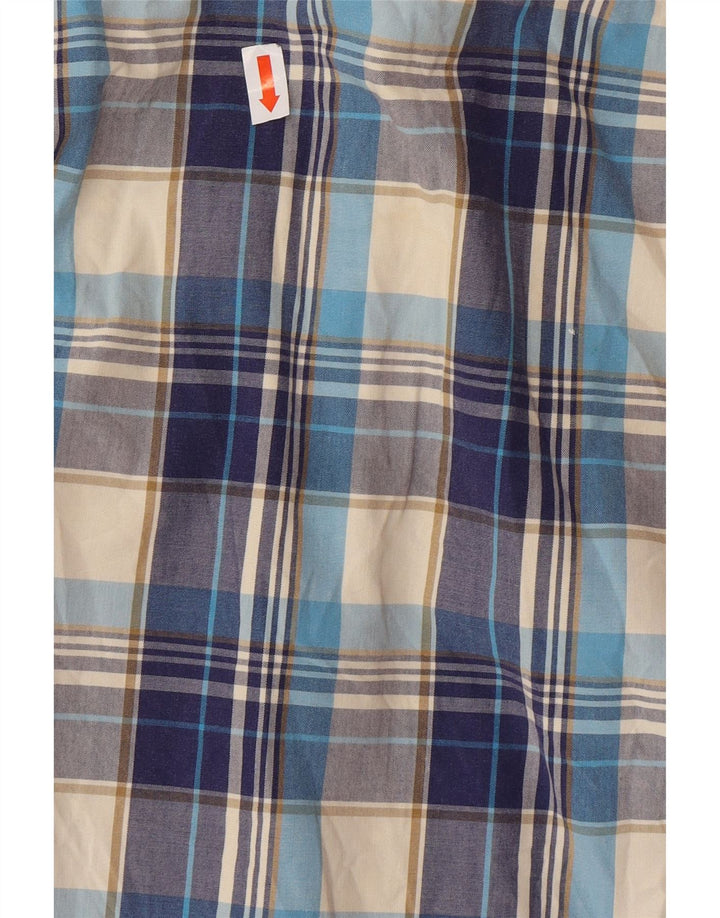 SUPERDRY Camisa Manga Corta Hombre XL Azul Cuadros Algodón