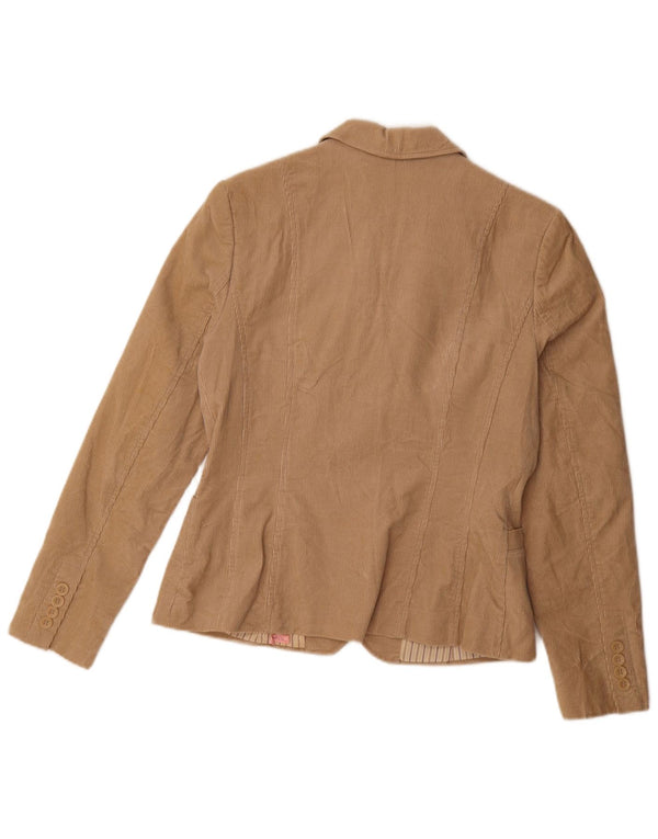 Zara Chaqueta Blazer De Pana De 3 Botones para Mujer UK 44 Grande Algodón Beige