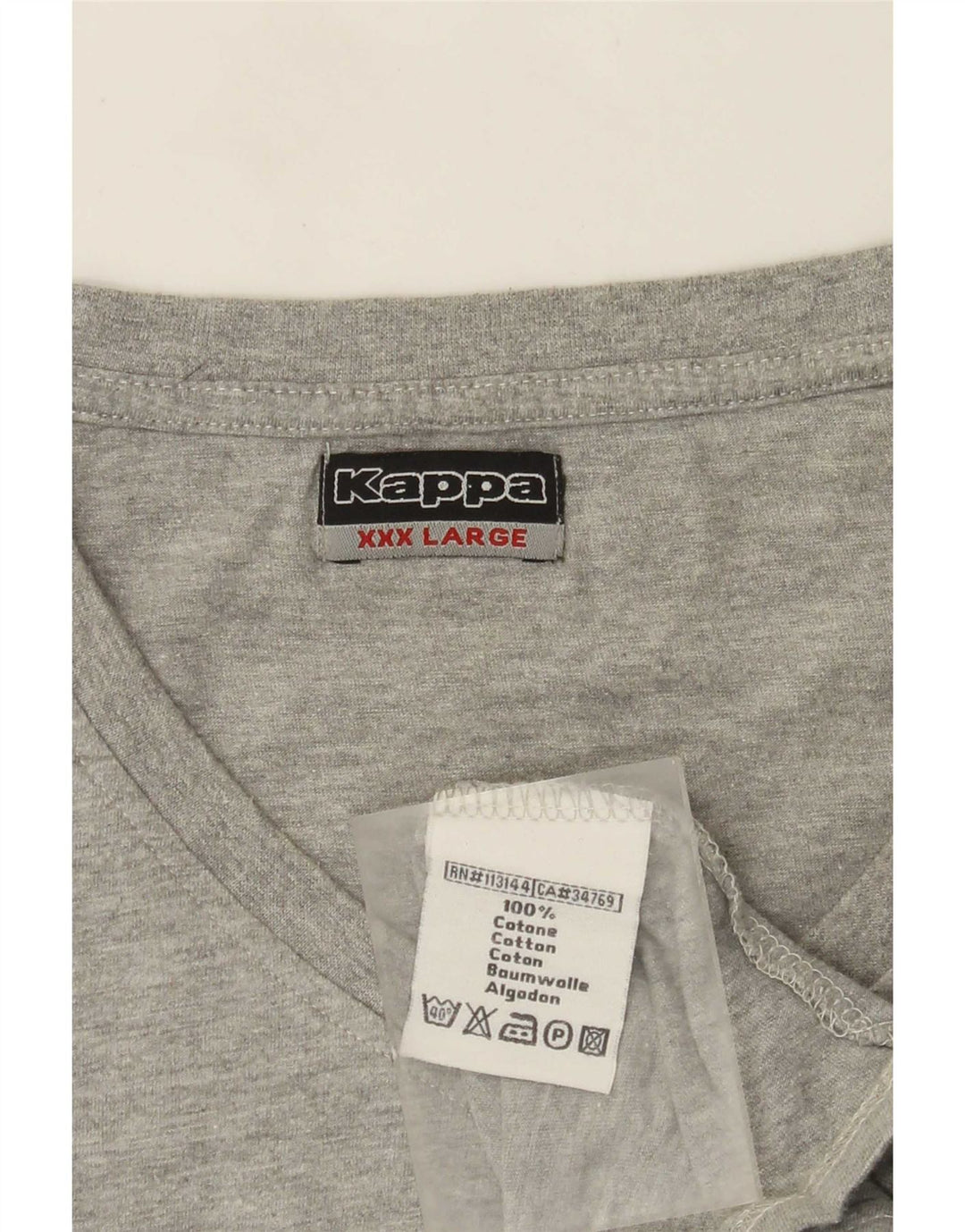 Kappa Camiseta Hombre Top 3XL Gris Algodón