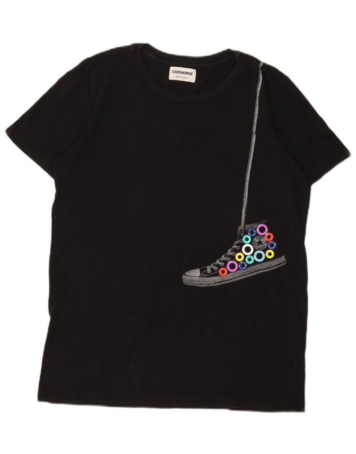 Converse - Camiseta gráfica para hombre, parte superior mediana de algodón negro