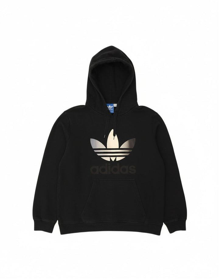 ADIDAS Mens Graphic Hoodie Jumper Medium Black Cotton