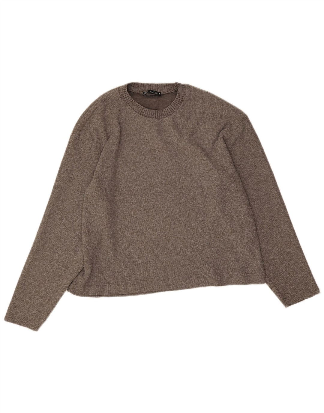 Zara Mujer Suéter De Cuello Redondo De Gran Tamaño UK 10 Pequeño Poliéster Gris