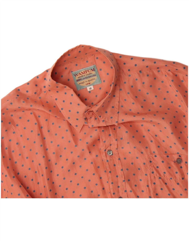 WAMPUM Camisa De Hombre Seda Mediana Naranja Lunares