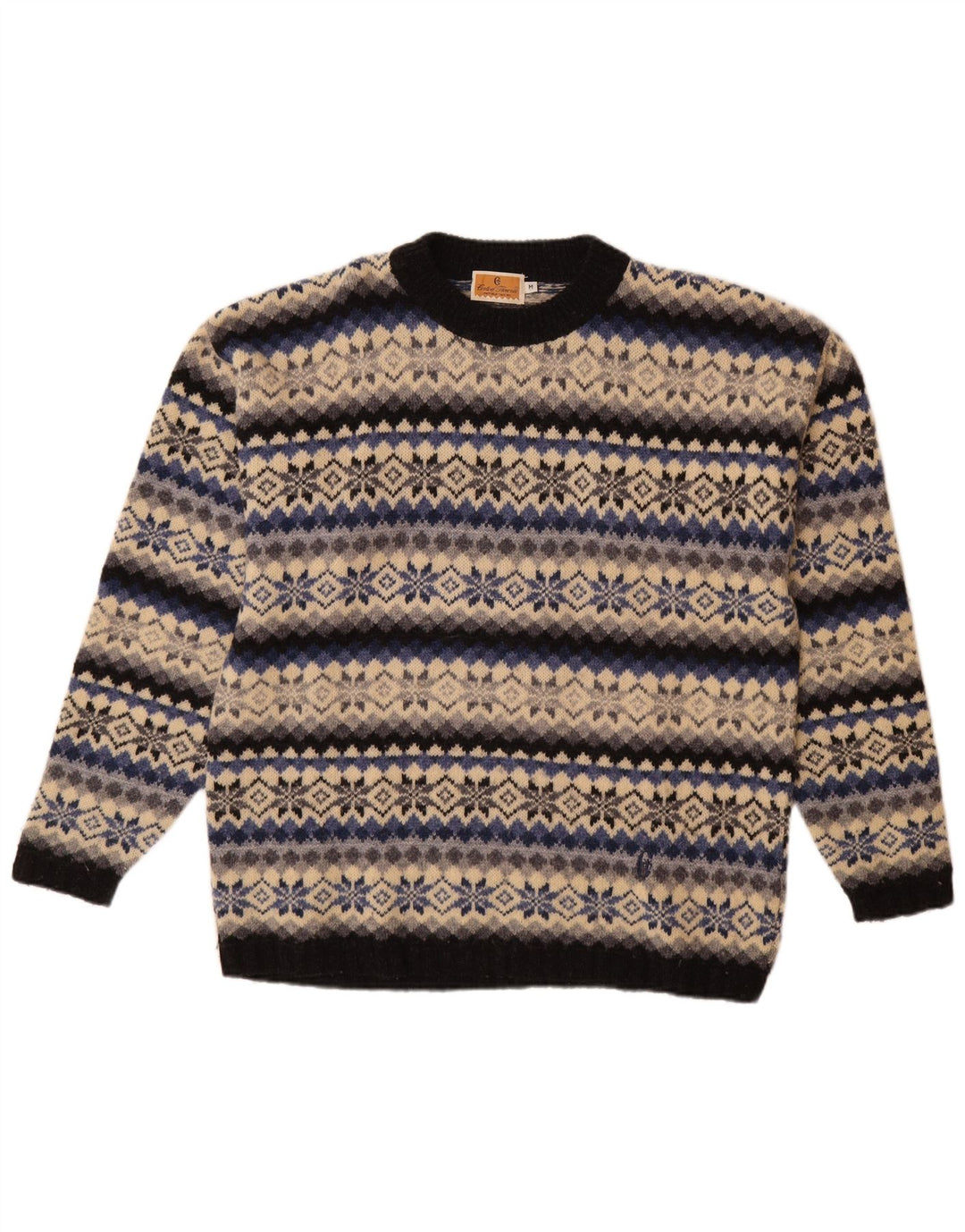 CONTE OF FLORENCE Suéter tipo jersey con cuello redondo para hombre Beige medio Fair Isle