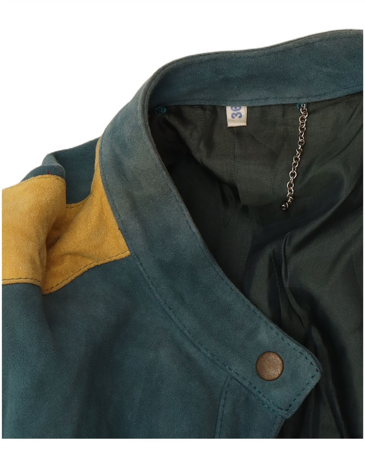Vintage mujer bomber chaqueta EU 36 pequeño bloque de color verde