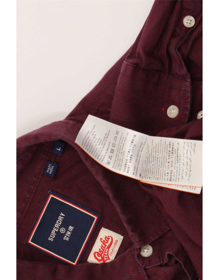 Superdry Camisa Grande De Algodón Con Pata De Gallo Burdeos Para Hombre