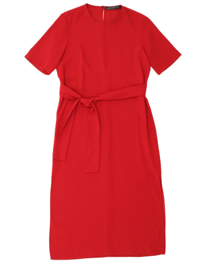 Zara Maxi Vestido Mujer UK 44 Medio Rojo Poliéster