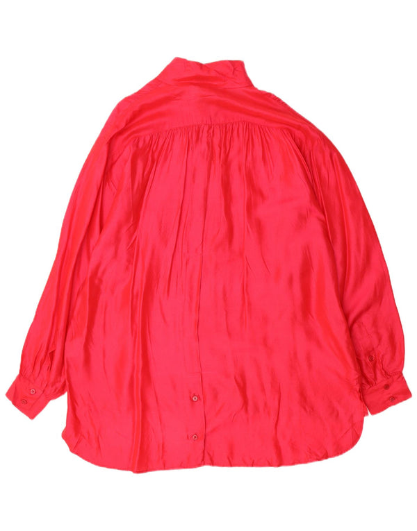 Vintage mujer vestido camisero de gran tamaño EU 44 XL seda rosa